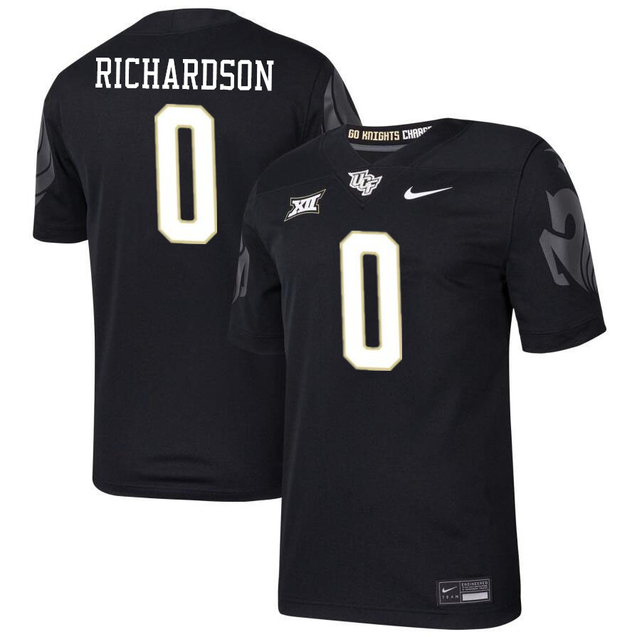 Men #0 Johnny Richardson UCF Knights Big 12 Conference College Football Jerseys Stitched-Black